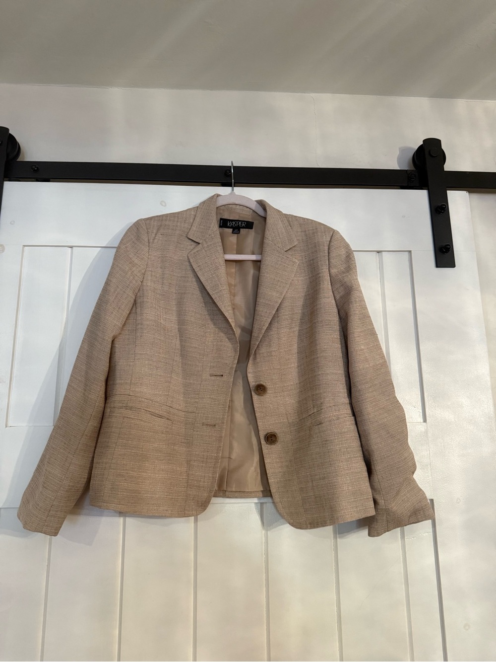 Kasper Women's Beige Textured Two-Button Blazer